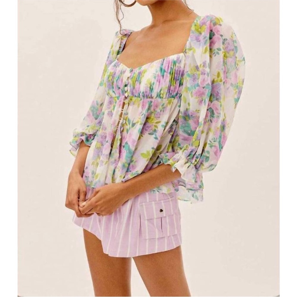 For Love and Lemons Meadow Blouse Lavender Small - Picture 4 of 10